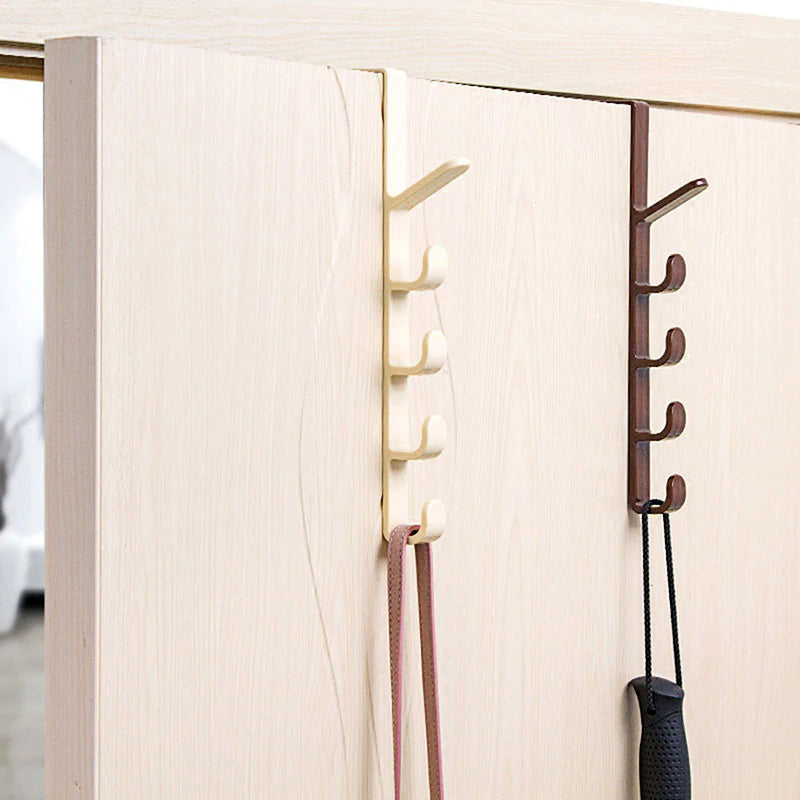 5 Level Over Door Hook for Hanging Coat Hangers, Hats, Purses, Backpacks, Purses, Jackets and Other Items. (1 Piece) / Over The Door Hanger Hook Clothes Storage Holder Multipurpose Towel Hanging Rack ( Plastic) - AVORA