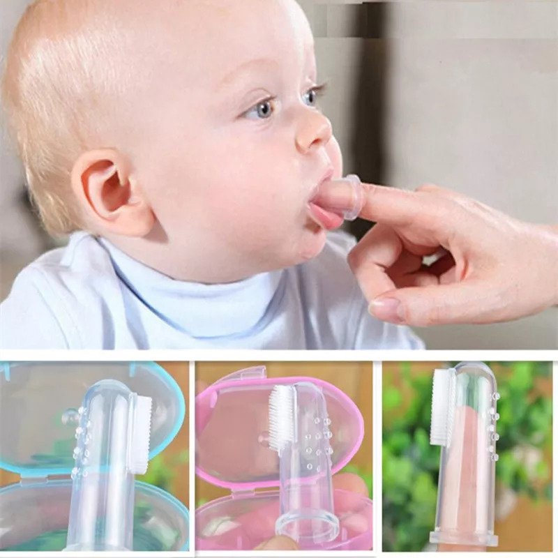 Baby Finger Toothbrush Silicon Toothbrush+Box Children Teeth Clear Soft Silicone Infant Tooth Brush Rubber Cleaning Baby Brush - AVORA
