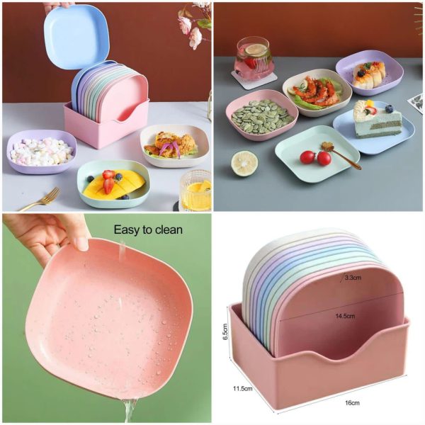 10pcs Multi-function Spit Bone Dish Household Food Grade Plastic Spit Bone Dish Round Square Set Dining Table Garbage Plate 2 Ratings - AVORA