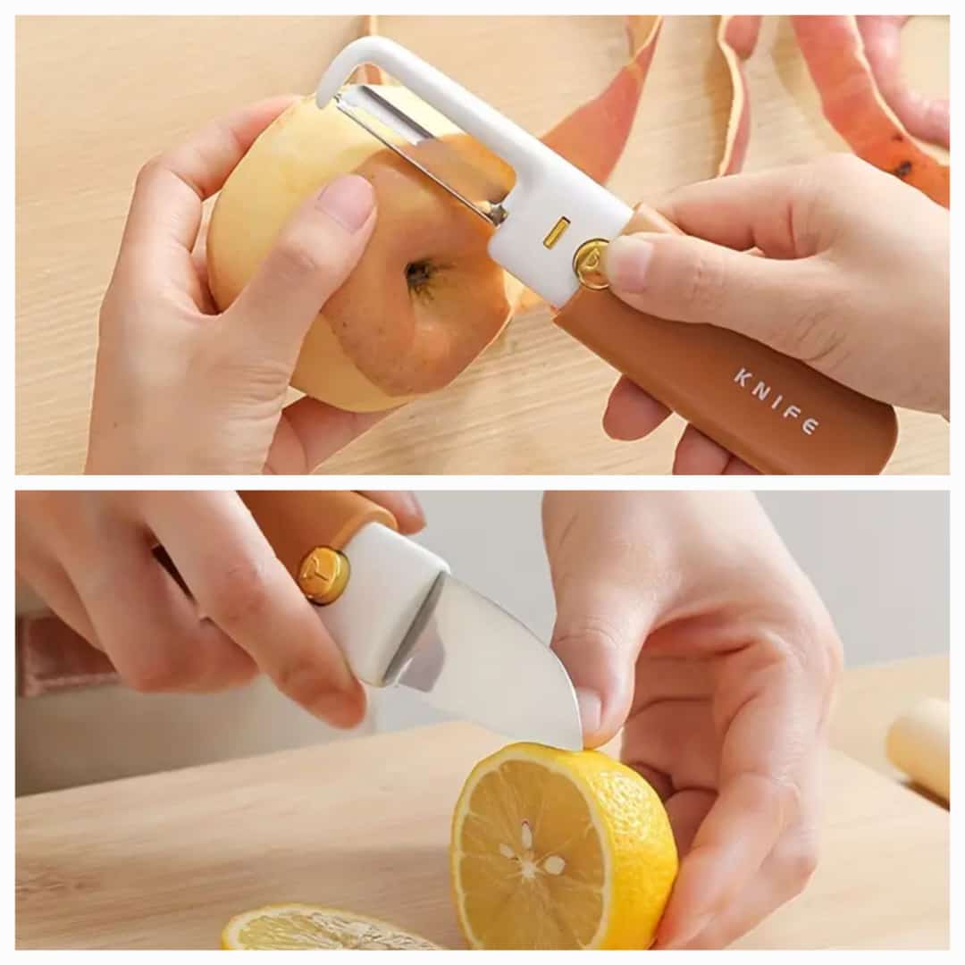 Stainless Steel 2 in 1 Fruit cutting Knife with Peeler For Peeling and Cutting,(random color) - AVORA