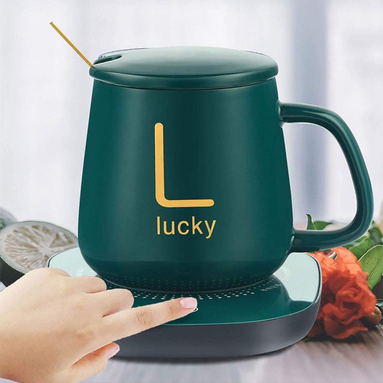 Ceramic Coffee Cup With Automatic Heating Pad | Only In Green Color - AVORA