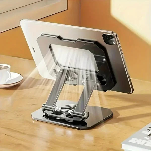 360° Rotating Metal Tablet & Mobile – Adjustable, Foldable, And Portable Desk Mount With Cooling Design For Phones, Tablets, And Small Devices, Device Cooling Stand | Stainless Steel Stand, Tablet Holder Stand – Random Color