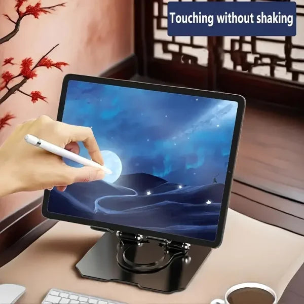 360° Rotating Metal Tablet & Mobile – Adjustable, Foldable, And Portable Desk Mount With Cooling Design For Phones, Tablets, And Small Devices, Device Cooling Stand | Stainless Steel Stand, Tablet Holder Stand – Random Color