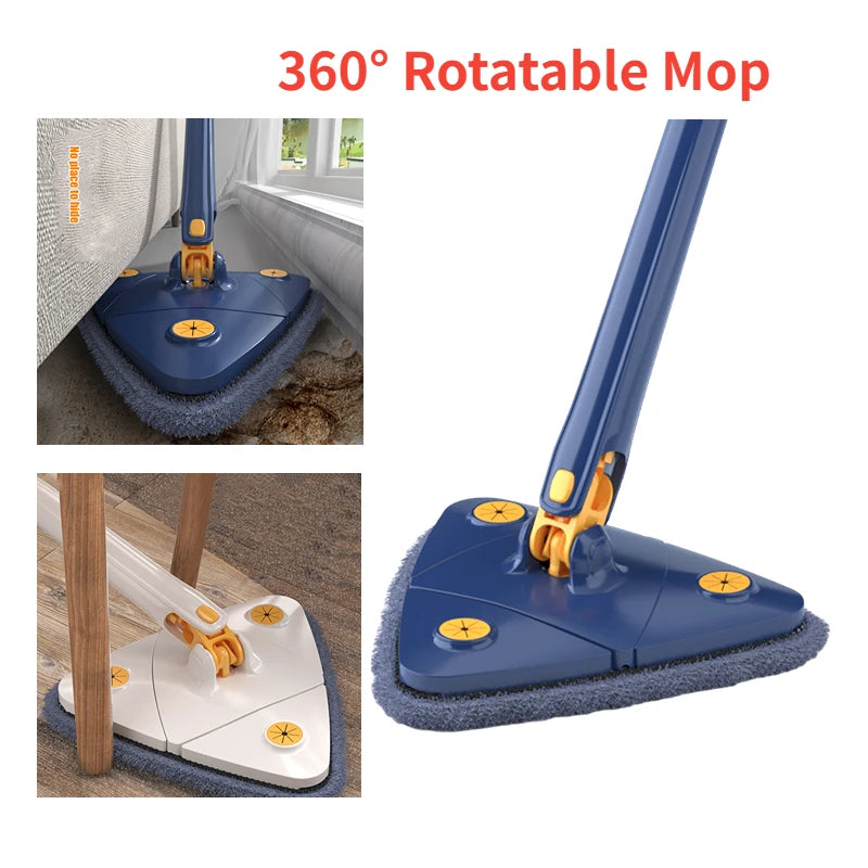 360 Twist Rotatable Mop | Extended Triangle Auto Squeeze Long Handle Mop 360 Twist Squeeze Wringing X-type Window Glass Toilet Bathroom Floor Household Cleaning Ceiling Dusting - AVORA