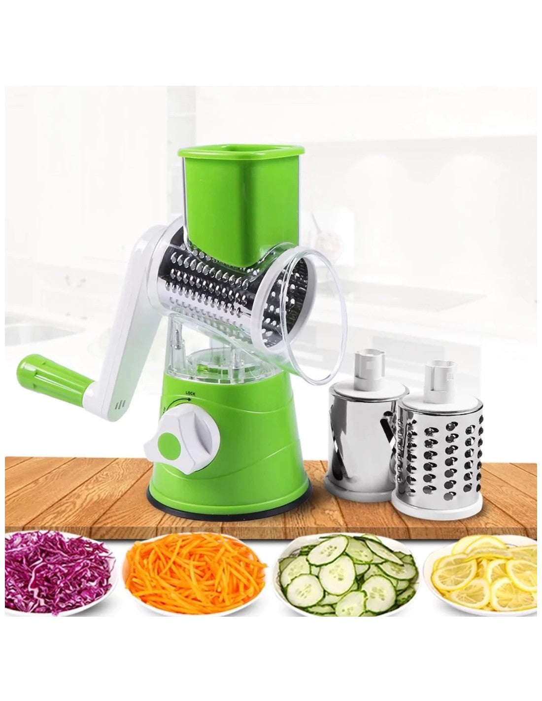 Tabletop Drum Grater Manual Vegetable Cutter Slicer Multifunctional Round Slicer Gadget Multifunction Kitchen Gadget Food Processor Blender Cutter (Random colours ) - AVORA