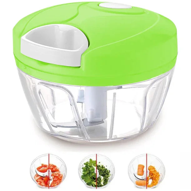 Speedy chopper multi use turbo cutter mini handy manual speed chopper for vegetables fruits imported heavy quality best make your life easier nicer dicer (Random color) - AVORA