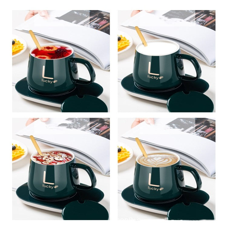 Ceramic Coffee Cup With Automatic Heating Pad | Only In Green Color - AVORA