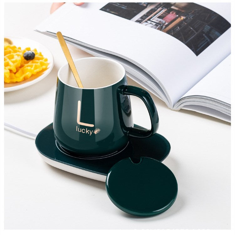 Ceramic Coffee Cup With Automatic Heating Pad | Only In Green Color - AVORA