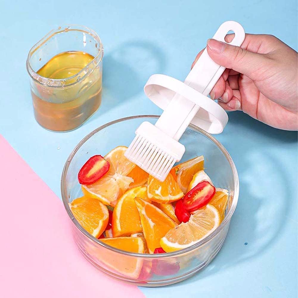 Plastic Oil Bottle Seasoning Dispenser with Silicone Rubber Bristle Brush for BBQ, Oil Brush Bottle Set Oil Storage Container for Kitchen (random color ) - AVORA