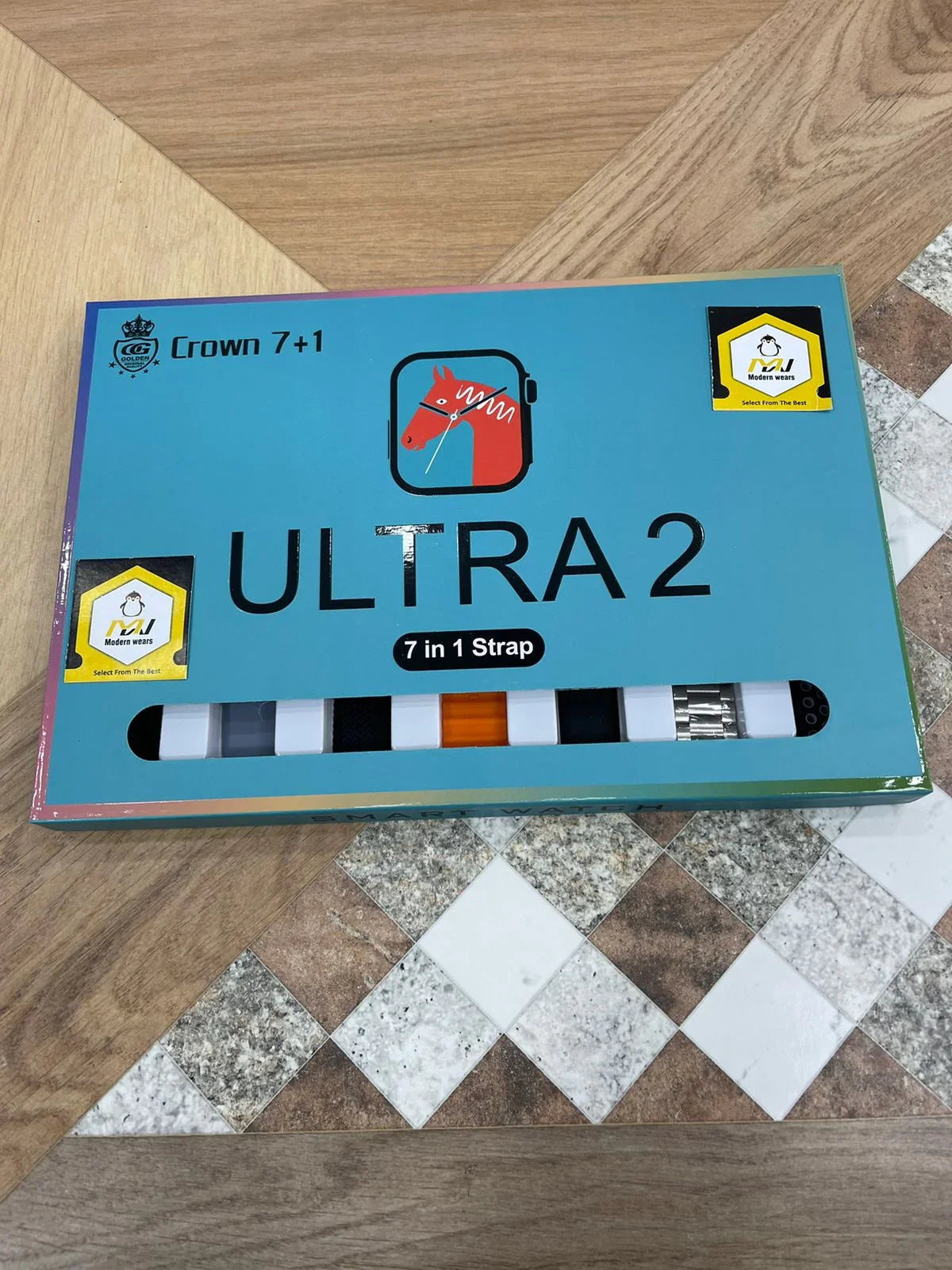 Crown 7 IN 1 SmartWatch | 2.1 Inch Full HD Screen Series 8 Wireless Charging | 7 Straps Waterproof - AVORA