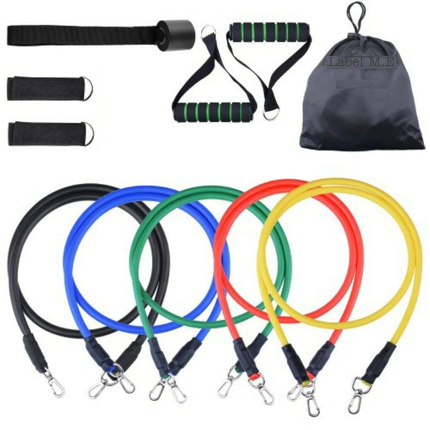 Gym Belt | 5-in-1 Power Exercise Resistance Band Set β Adjustable Fitness Equipment for All |Without Box | Pouch Packing