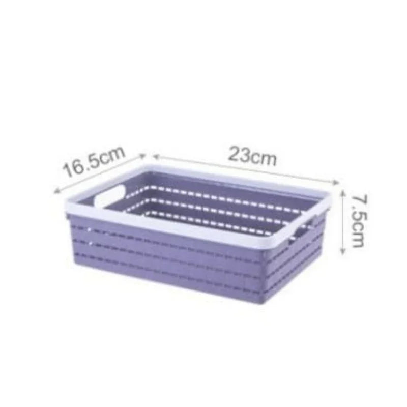 Multi-Purpose Storage Basket with Handles | Woven Plastic Organizing Bin | 23cm L x 16.5cm W x 7.5cm I Office Storage Organizer Bin for Pantry, School, Toy, Beauty Products - AVORA