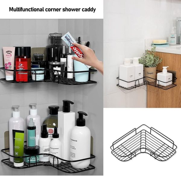 Wall Corner Rack + 2 Self Adhesive Screws | Multipurpose Kitchen, Sink Organizer, Metal Bathroom Accessories Corner | Shelf Wall Mount Storage Rack - AVORA