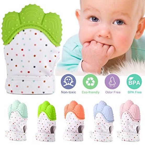 BABY SILICONE TEETHING MITTEN GLOVES NEWBORN CHEWABLE MITTENS TEETHER - AVORA