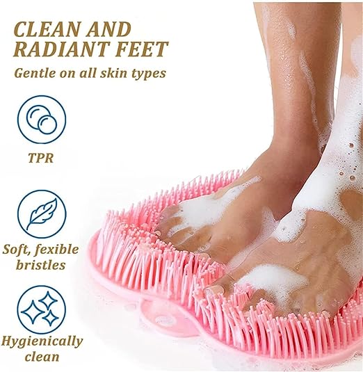 Shower Foot & Back Scrubber Mat, Wall Stick Suction Silicone Bathroom Scrubber (Random color) - AVORA