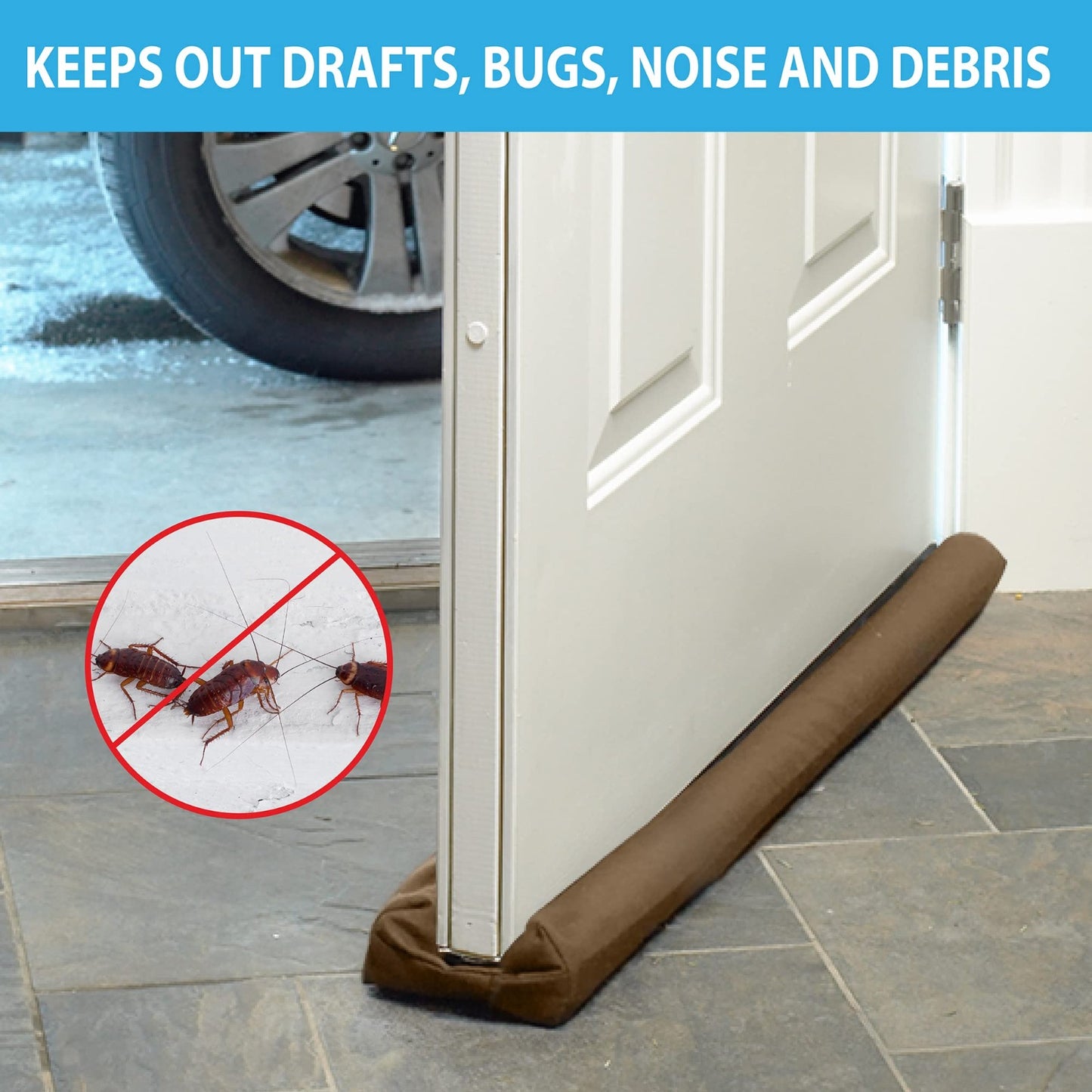 Twin Door Draft Protector - Door Air Lock Foam For Cold Air Window Shutters, Dust Barriers, Insect Repellent(Size 40" (Approx) - AVORA