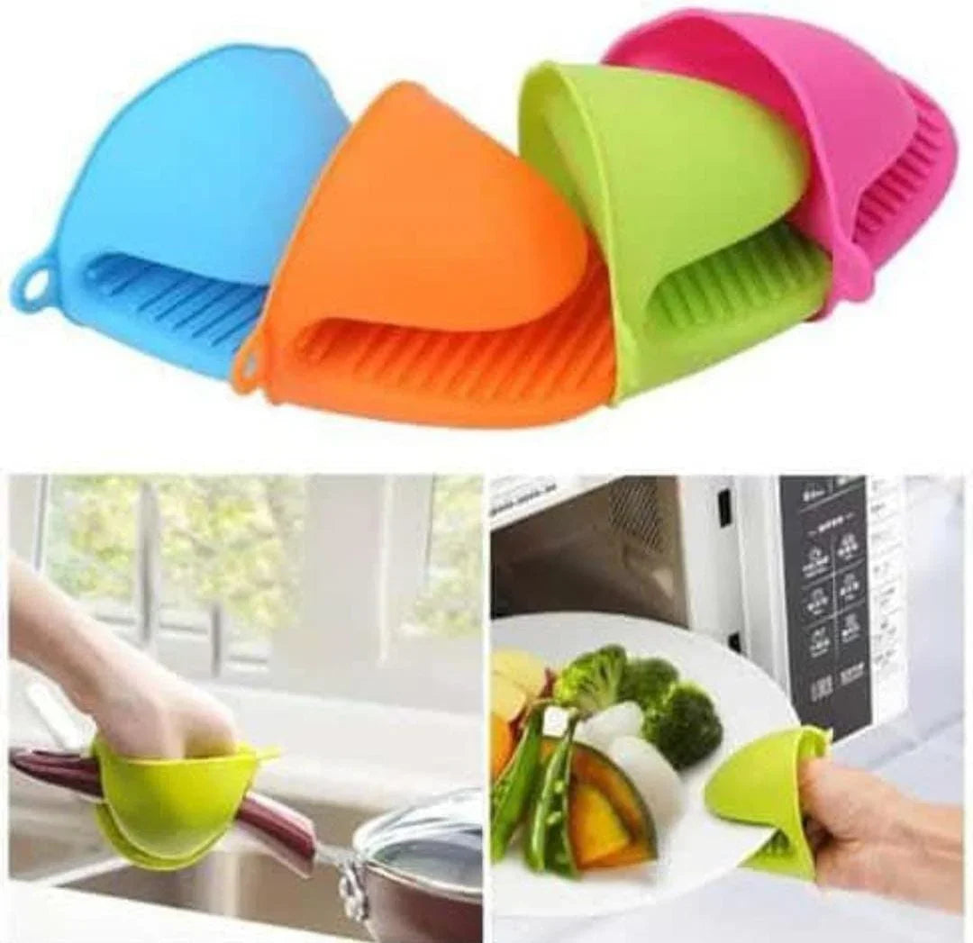 Silicone Heat Resistant Gloves Clips Insulation Non Stick Anti-slip Pot Bowel Holder Clip Cooking Baking Oven Mitts - Pair (Random Color) - AVORA