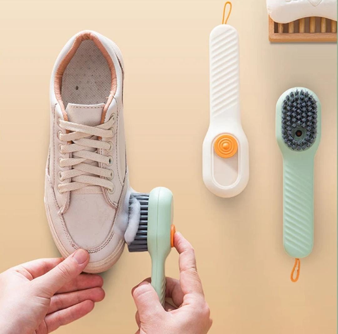 Multifunctional Soft-Bristled Shoe Brush Shoe Brushes Long Handle Brush Automatic Filling Clothes Cleaning Clothing Board Tools (Random Color) - AVORA