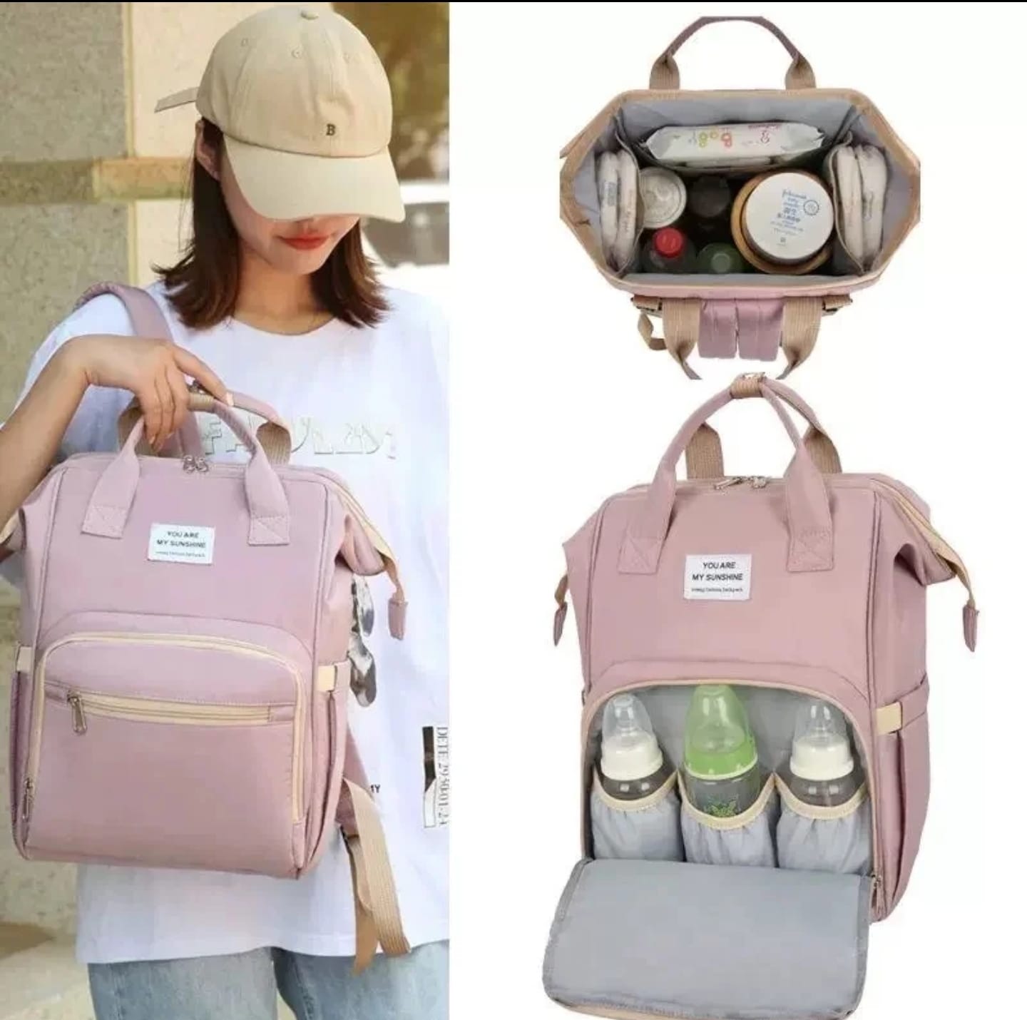 Large Capacity Mummy Bag Multi-function Waterproof Outdoor Women Backpack Nursing Bag for Baby Care - AVORA