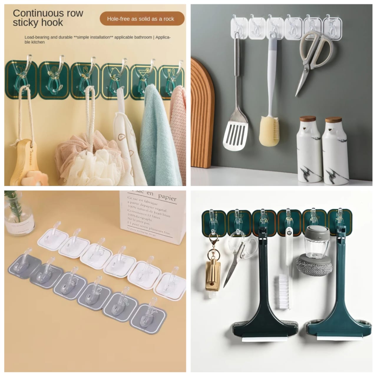 Six Rows of sticky hook Storage Holder Multipurpose (Random Color) - AVORA