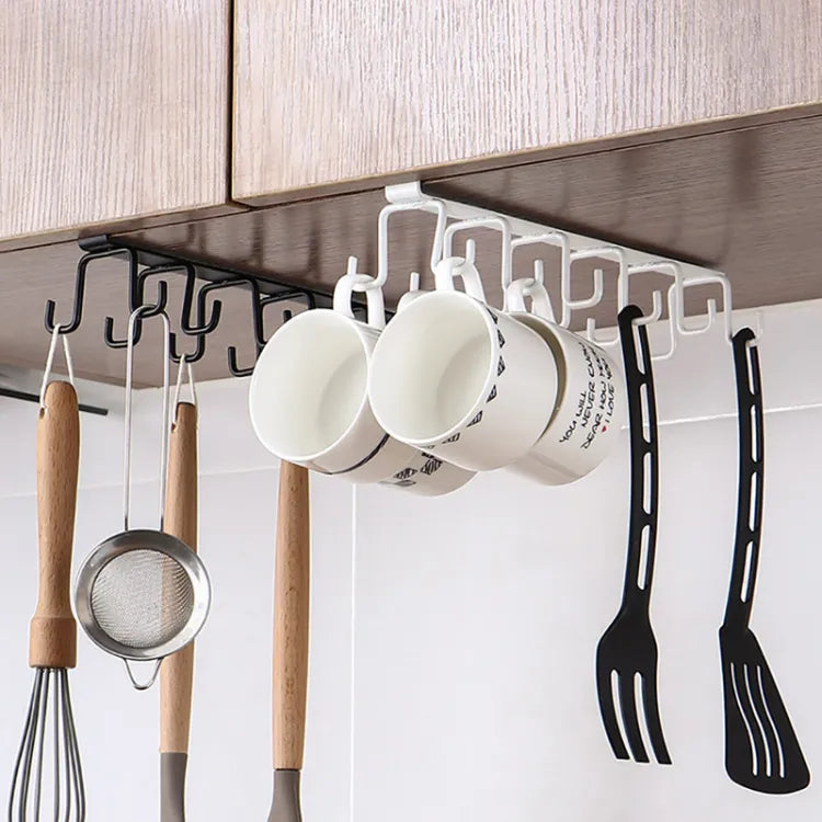 12 hooks Mug Cups Wine Glasses Storage Hooks Kitchen Utensil Ties Belt and Scarf Organizer Hanging Hook Rack Holder Under Cabinet Closet (random color ) - AVORA