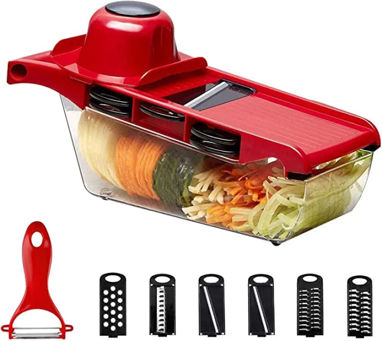 10 in 1 Mandoline Slicer Vegetable Cutter with Stainless Steel Blade Manual Potato Peeler Carrot Cheese Grater Dicer Kitchen Tool - AVORA