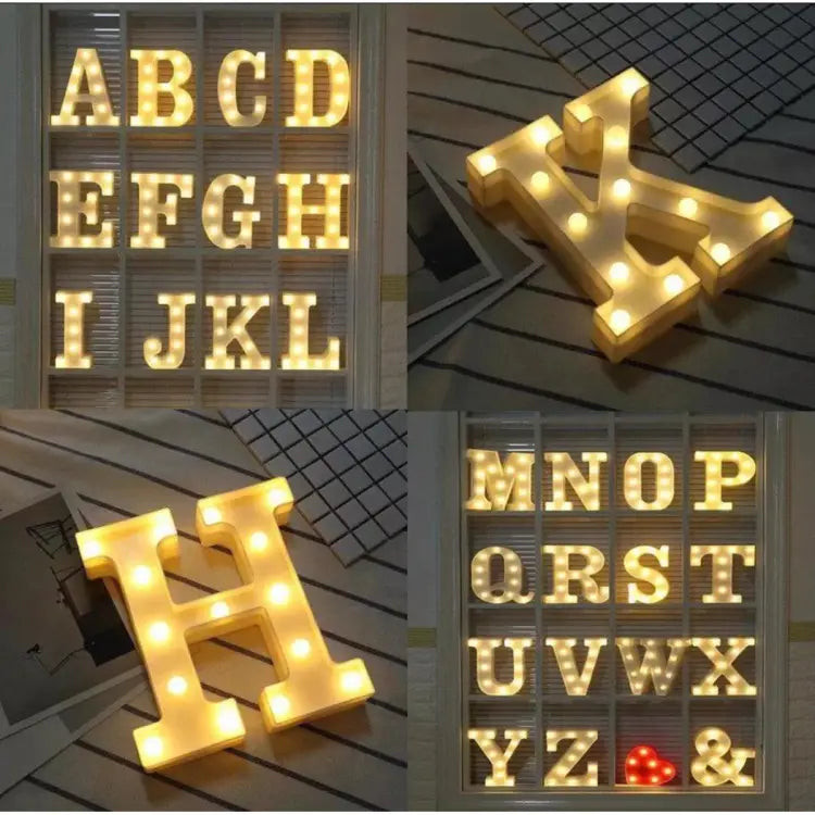 1 pcs LED Alphabet Battery Operated All Led Letter A TO Z For Night Lights Wedding Birthday Party For Room and Decoration Using Without Electricity - AVORA