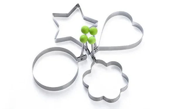 Pack of 4 Egg Shaper Kitchen Tools Star, Heart, Round, Flower Shaped Stainless Steel - (random color ) - AVORA