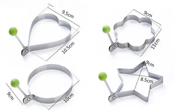 Pack of 4 Egg Shaper Kitchen Tools Star, Heart, Round, Flower Shaped Stainless Steel - (random color ) - AVORA