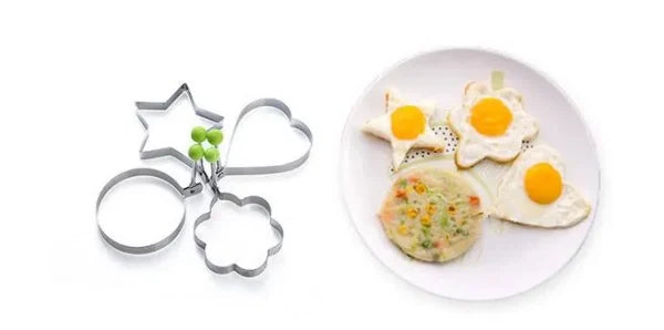 Pack of 4 Egg Shaper Kitchen Tools Star, Heart, Round, Flower Shaped Stainless Steel - (random color ) - AVORA