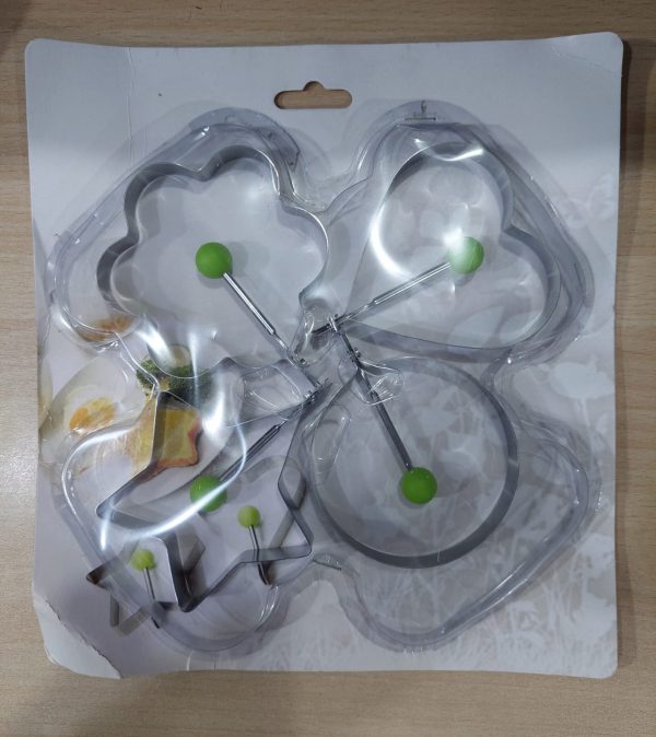 Pack of 4 Egg Shaper Kitchen Tools Star, Heart, Round, Flower Shaped Stainless Steel - (random color ) - AVORA