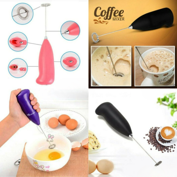 Electric Egg Beater Milk Drink Coffee Whisk Mixer Foamer Mini Handle Stirrer Practical Cooking Tool Kitchen Cell Operated (mix/random Color) - AVORA