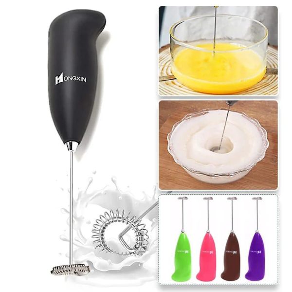 Electric Egg Beater Milk Drink Coffee Whisk Mixer Foamer Mini Handle Stirrer Practical Cooking Tool Kitchen Cell Operated (mix/random Color) - AVORA