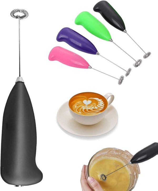 Electric Egg Beater Milk Drink Coffee Whisk Mixer Foamer Mini Handle Stirrer Practical Cooking Tool Kitchen Cell Operated (mix/random Color) - AVORA