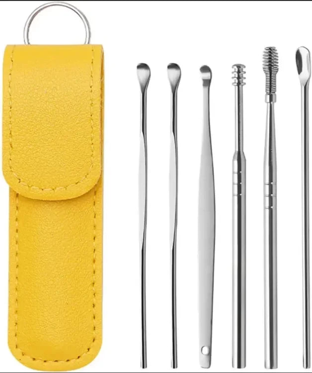 Dherig Tech Ear Wax Cleaning Kit, 6 Pcs Ear Pick Tools, Wax Removal Kit, Ear Cleaning Tool Set, Spring Earwax Cleaner Tool Ear Wax Remover(random color ) - AVORA