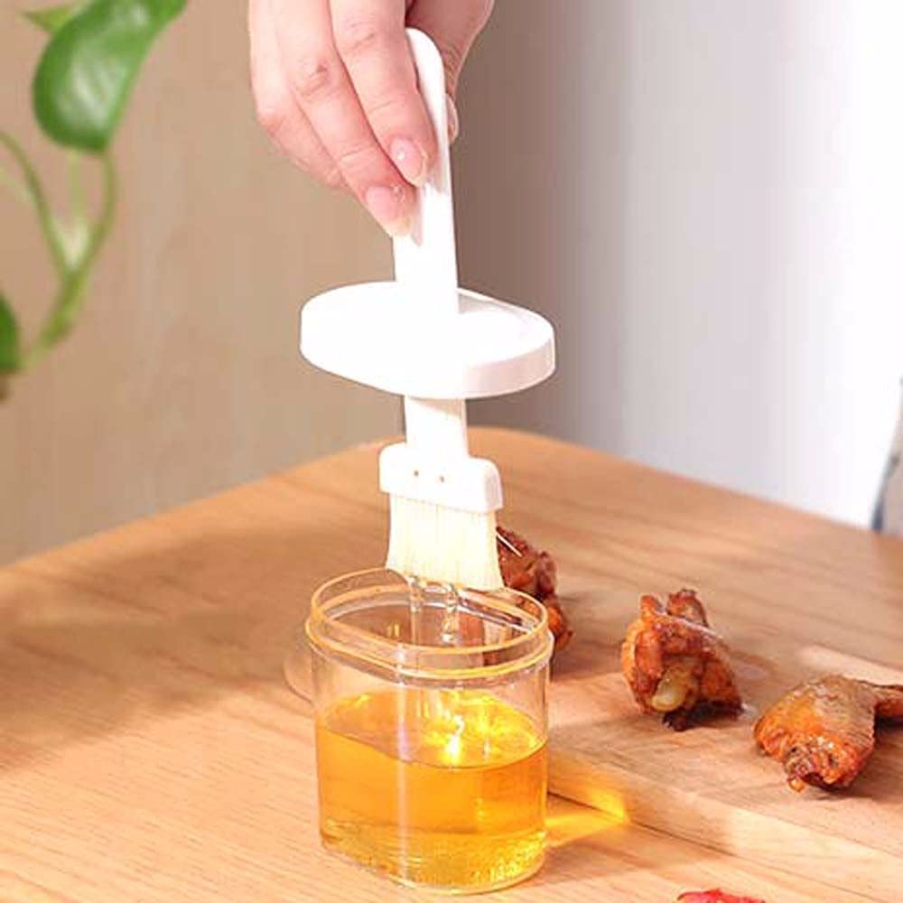 Plastic Oil Bottle Seasoning Dispenser with Silicone Rubber Bristle Brush for BBQ, Oil Brush Bottle Set Oil Storage Container for Kitchen (random color ) - AVORA