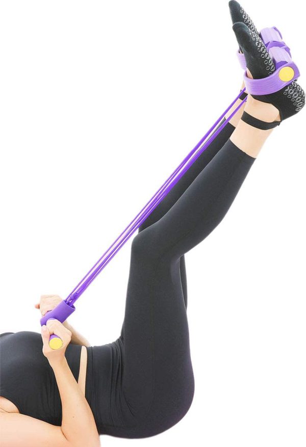 Foot Pedal Resistance Band Elastic Sit-Up Pull Rope Yoga Fitness Gym - Elastic Pull Ropes Tummy Trimmer (Random Colors) - AVORA