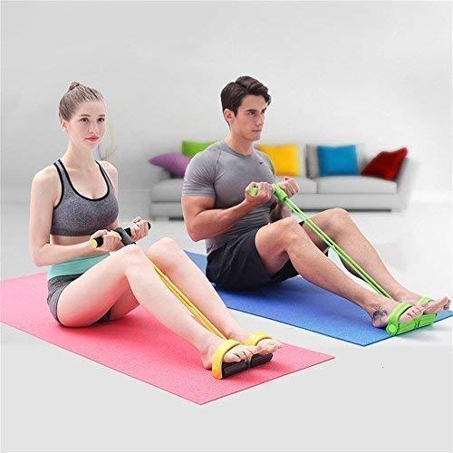 Foot Pedal Resistance Band Elastic Sit-Up Pull Rope Yoga Fitness Gym - Elastic Pull Ropes Tummy Trimmer (Random Colors) - AVORA