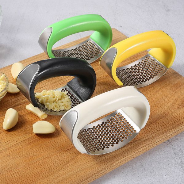 Garlic Press Stainless Steel Handheld Ginger Garlic Curve Mincer Chopping (random Color) - AVORA