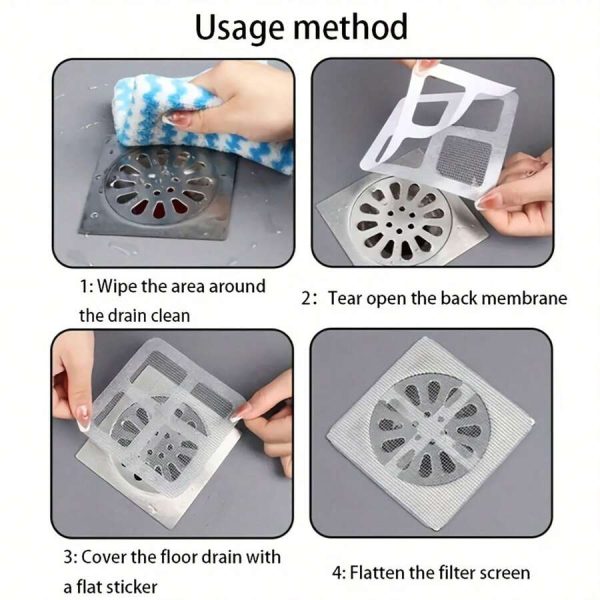 (Pack Of 10) Multifunctional Net Sticker Drainer Net For Bathroom – Kitchen Etc. | Window Screen Repair Patches For Door Window