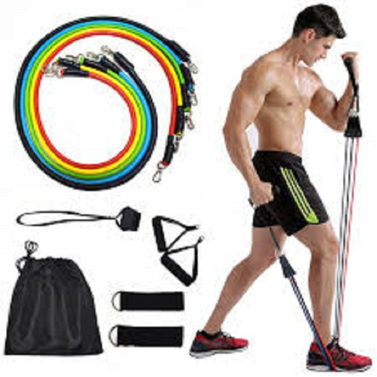 Gym Belt | 5-in-1 Power Exercise Resistance Band Set β Adjustable Fitness Equipment for All | Without Box | Pouch Packing - AVORA