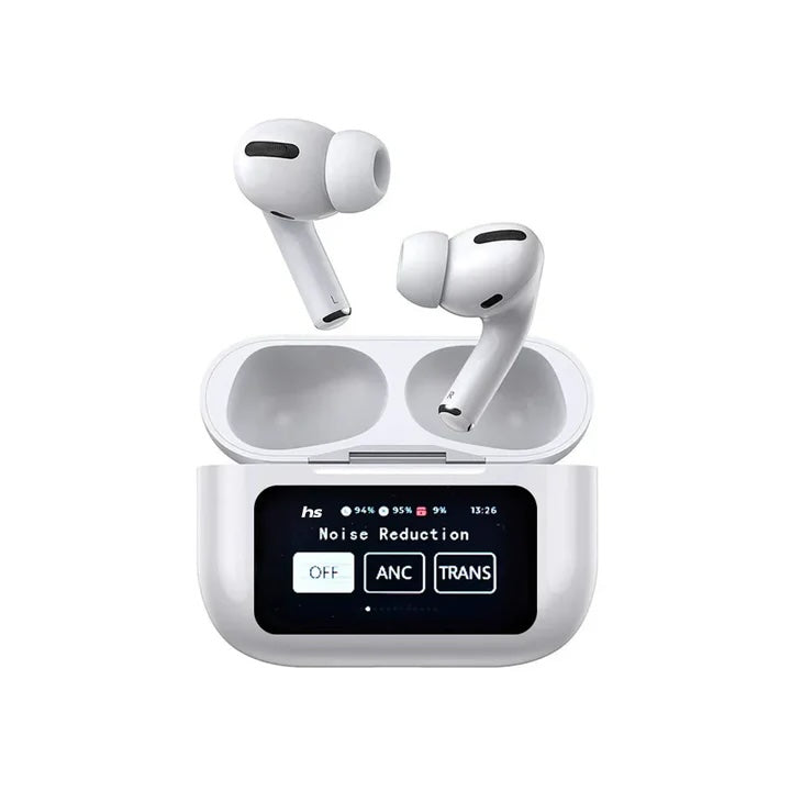 White A9 Pro ANC AirPods with Screen | Bluetooth 5.4 - AVORA