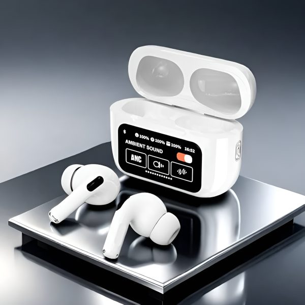 White A9 Pro ANC AirPods with Screen | Bluetooth 5.4 - AVORA
