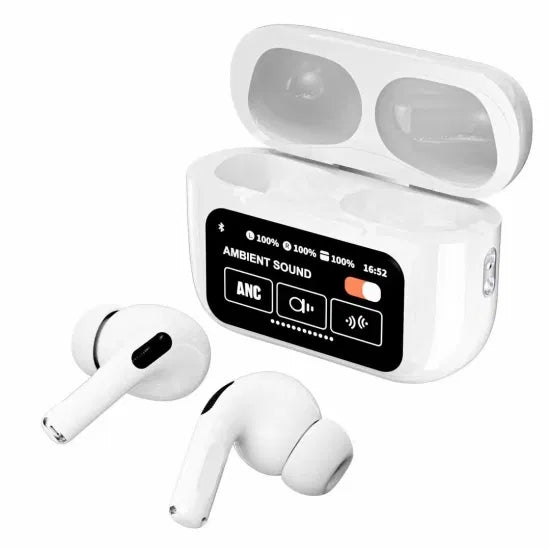 White A9 Pro ANC AirPods with Screen | Bluetooth 5.4 - AVORA
