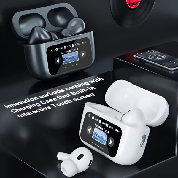 White A9 Pro ANC AirPods with Screen | Bluetooth 5.4 - AVORA