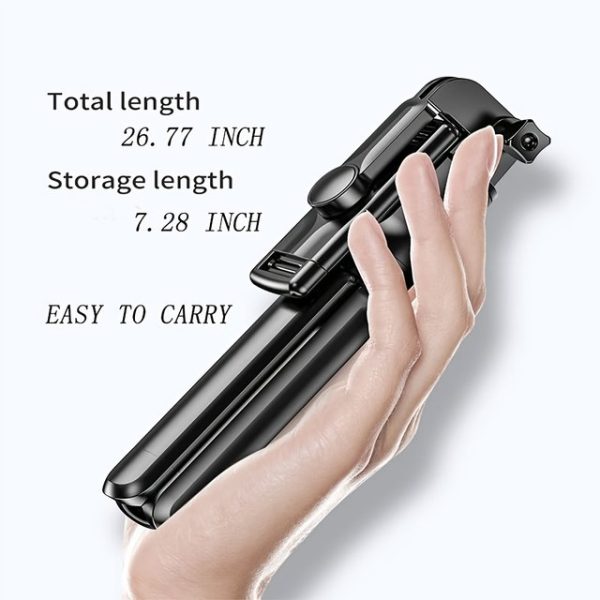 R1s Selfie Stick With Tripod | Bluetooth Foldable Selfie Rod With Remote Control For Phone Action Camera Iphone with Flash Light
