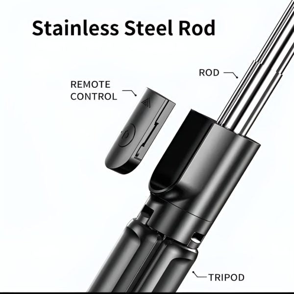 R1s Selfie Stick With Tripod | Bluetooth Foldable Selfie Rod With Remote Control For Phone Action Camera Iphone with Flash Light - AVORA