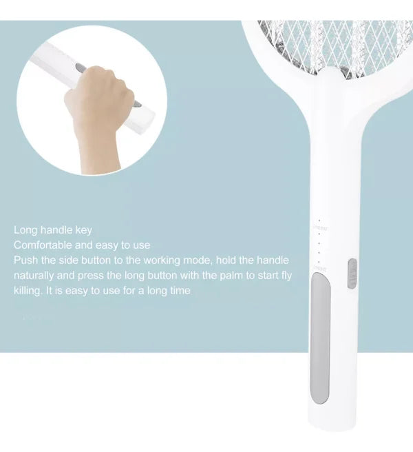 Rechargeable Electric Mosquito Killer Racket 2 In 1 Led Flash Light (random Color) - AVORA