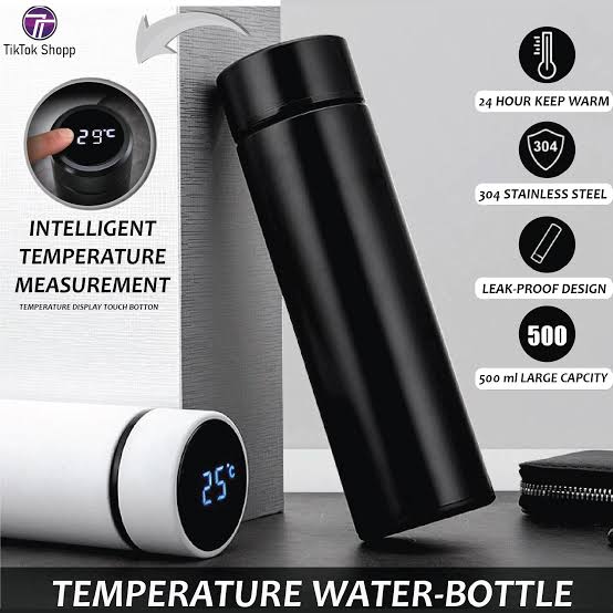 Temperature Display Thermos Water Bottle (Hot & Cold) | 500 ML | Random Colours - AVORA