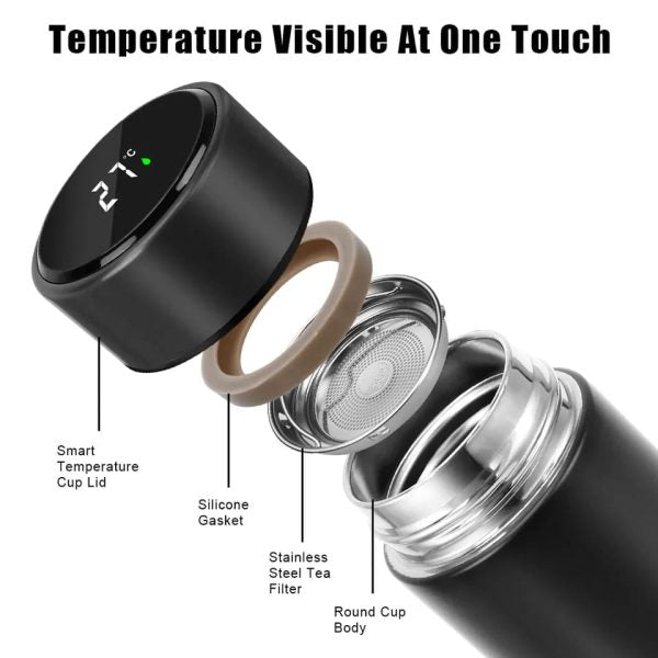 Temperature Display Thermos Water Bottle (Hot & Cold) | 500 ML | Random Colours - AVORA